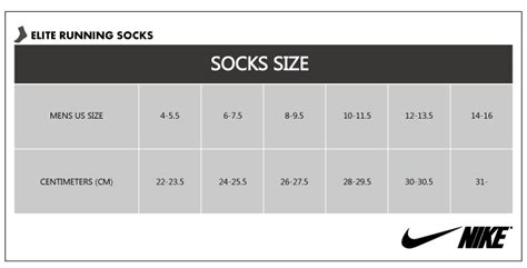 nike elite socks size chart